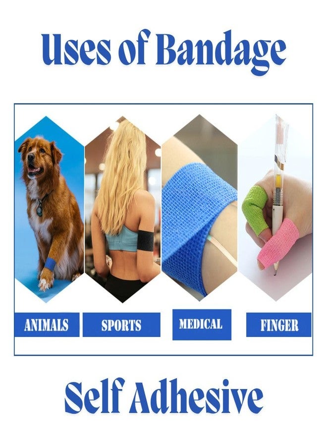 PET FUN ضمادة PET FUN للكلاب للمشي | شريط لاصق مضاد للاتساخ لعلاج الجروح والإصابات والتعافي للحيوانات الأليفة والقطط | ضمادات إسعافات أولية مرنة وقابلة للتهوية وغير منسوجة للجروح والإصابات والتعافي (عبوة من 3 قطع) - Image 4